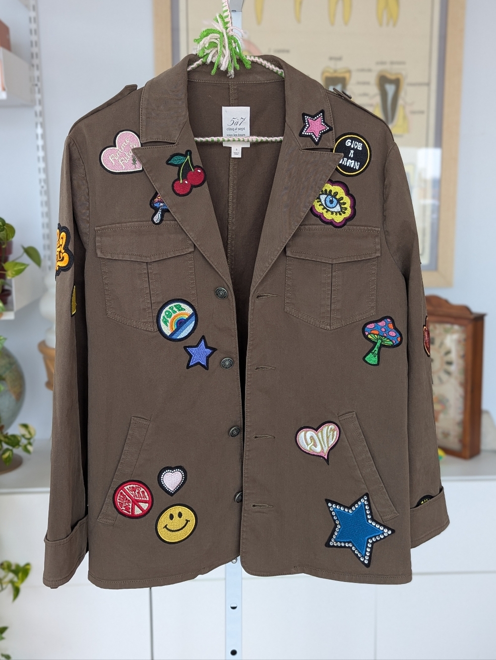 Embroidered Valley Utility Olive Jacket S
